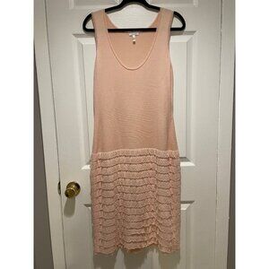 Escada Peach Sleeveless Drop Waist Ruffle Pullover Casual Dress Size US 10/EU 40